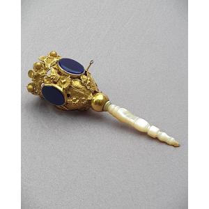Bouquet Holder, Tussie Mussie, Mother-of-pearl Handle, Napoleon III Period