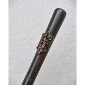 Antique Walking Stick With Monogram Beneath Royal Crown