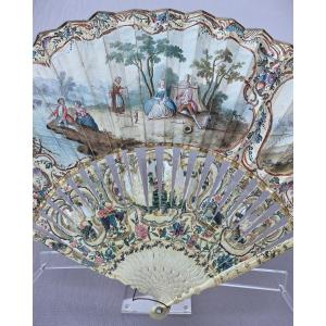 18th-century Fan, "the Dog Trainer", Louis XVI Period