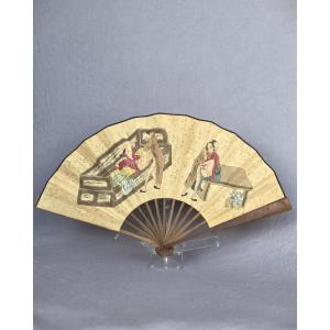 Antique Japanese Erotic Fan, Circa 1900