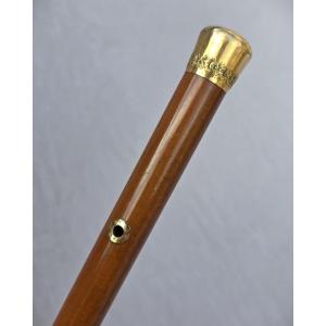 Antique Fine Dandy's Walking Stick, With A Gold Knob And Eyelets.