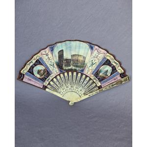 "grand Tour Fan", The Colosseum, The Temple Of Vesta, And The Pyramid Of Cestius.