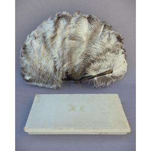 Tortoiseshell And Ostrich Feather Fan By Buissot In Paris