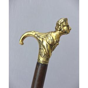 Antique Cane With A Gilded Bronze Knob Representing A Chimera