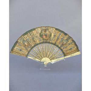 Antique French Fan - Silk Hand Painted Leaf