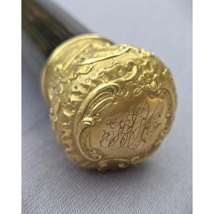 Antique Cane With Monogram-engraved Gold Knob