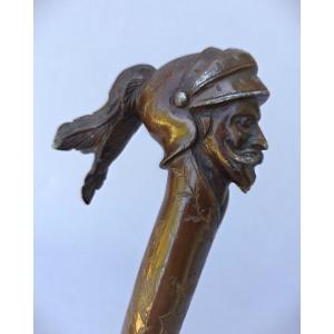 18th Century Cane, Coat Of Arms Under Marquis Crown, Carved Wood