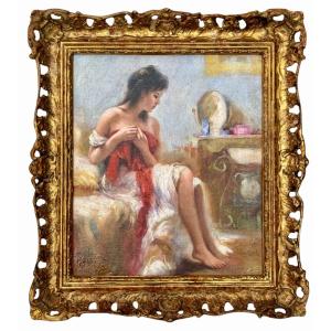 Post-impressionist Painting Of A Waiting Lover, Attributed To Pino Daeni (1939 – 2010)
