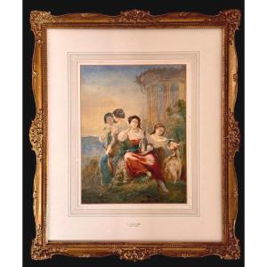A Pastoral Gathering Of Maidens, Augustus Jules Bouvier (1800-1867)