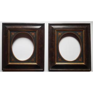 Two High Quality Picture Frames With Oval Slips, Sight Size: 29 X 24 Cm