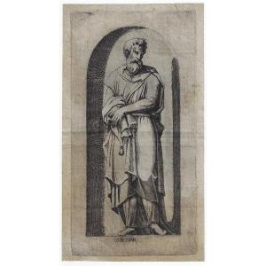 Rare 16th Century Engraving After Lambert Lombard Circa 1580 Isachar