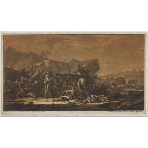 18th-century Mezzotint By Christian Rugendas (1708-1781) After G.p. Rugendas