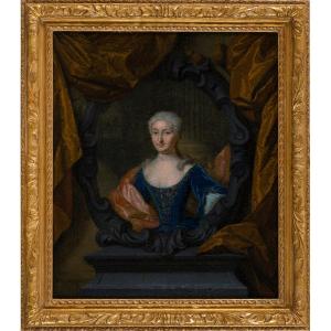 Mattheus Verheyden (breda 1700 – The Hague 1777) Portrait Of A Lady In A Stone Cartouche
