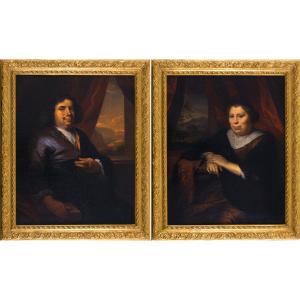 Arnold Boonen (dordrecht 1669 –1729) Portraits Of A Gentleman And Lady