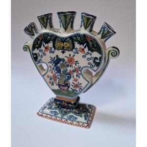 Tulip Vase In Makkum Earthenware 