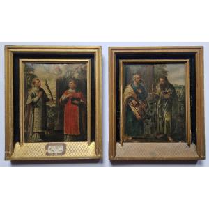 Pair Of 17th C Old Master Paintings Circle Of Juan Ribalta (valencia 1597-1628) Four Saints