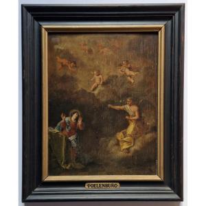 17th C Old Master Circle Of Cornelis Van Poelenburch (utrecht C.1595–1667) The Annunciation
