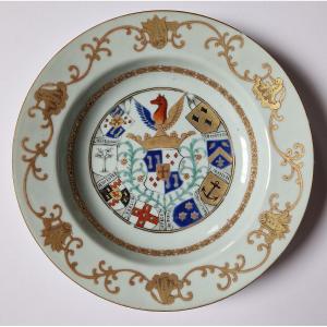 Qianlong Chinese Export Porcelain Armorial Plate For The Dutch Market Circa 1745