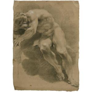 Old Master Drawing Filippo Pedrini (bologna 1763 - 1856) Academy Study Of A Male Nude