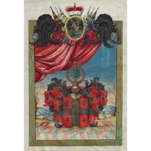 German Or Austrian School Circa 1700 - A Patent Of Nobility - Gouache On Vellum