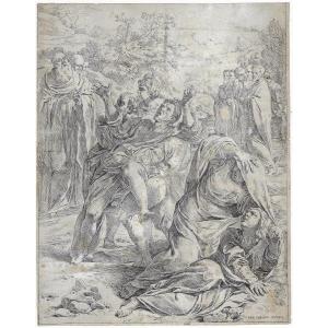 Very Rare 17th-century Engraving By Cantarini After L. Carracci