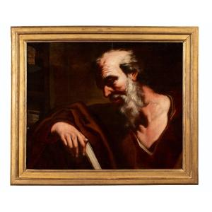  Portrait Of A Philosopher Holding A Book, Circle Of Mattia Preti (1613-1699)