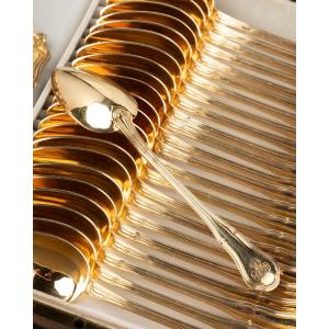 Set Of 24 Vermeil Tea Spoons From Maison Queillè, 19th Century