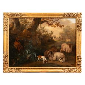 Landscape With Sheep, Goat And Dog, Jan Van Der Meer The Younger (1626-1705)