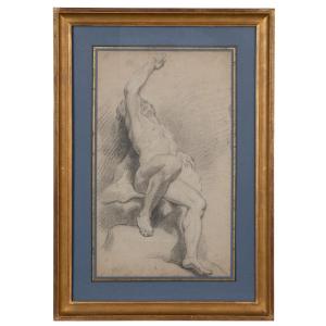 18th Century French School - Academy Drawing Of A Man