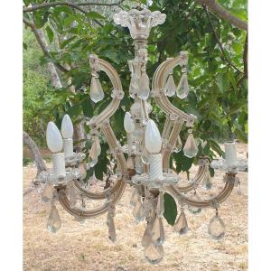 Crystal And Bronze Chandelier