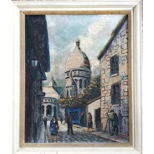 Paris Montmartre Oil On Canvas By Jacques Duflot