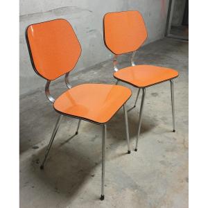 Brabantia Formica Kitchen Chair Orange, Vintage Design, 1960s