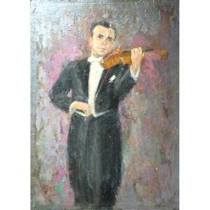Portrait Of A Violinist – Oil On Canvas