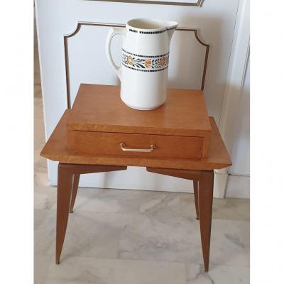 Old Bedside Night Table 1950 Vintage Compass Feet.