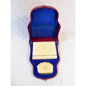 Silver-inlaid Resin Purse And Missal, Presented In Their Original Case. 1880s.