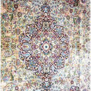 Cashmere Silk Rug, 236 Cm X 330 Cm, Hand-knotted Silk Circa 1970, Kashmir, Northern India