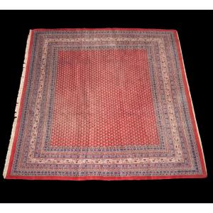Sarouk Mir, Square, 272 Cm X 275 Cm, Hand-knotted Wool, Boteh Decor, Iran Around 1980, Perfect