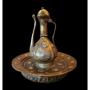Museum, Ewer And Basin In Enamelled Tombak, Türkiye From The 18th Century
