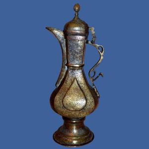Brass Ewer Engraved With Epigraphic Decorations, Uzbekistan, Central Asia, 19th Century