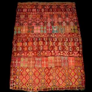 Old Oulad Bousbaa Rug From Chennana, 176 X 242 Cm, Wool On Hand-knotted Wool, Morocco 19th Century