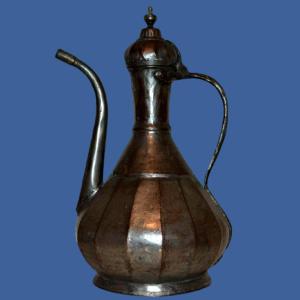 Ottoman Ewer In Tinned Copper, Late 19th Century, Early 20th Century, Height 36 Cm, Türkiye