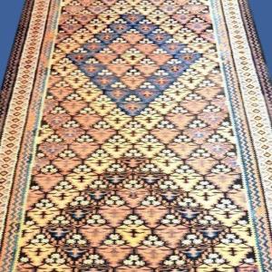 Kilim Senneh, 118 Cm X 460 Cm, Hand-woven Wool In Iran, Very Good Condition, Large Size