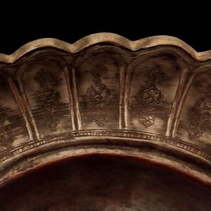 Ottoman Ewer Basin, Engraved Tinned Copper, 19th Century Ottoman Art