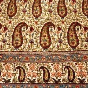 Floral Ghoum Rug With Botehs, 135 X 210 Cm, Hand-knotted Wool In Iran Circa 1970, Very Good Condition