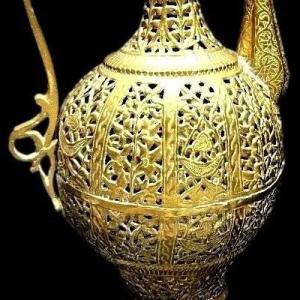 Antique Openwork Brass Ewer, Height 47 Cm, 19th Century Kashmir Art, Collection