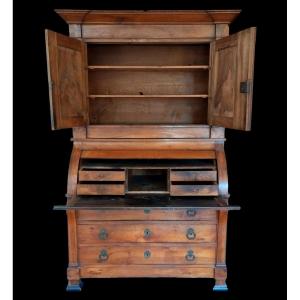 Important Cylinder Desk In Cabinet, Walnut, 1850, Charles X - Louis Philippe, Very Good Condition