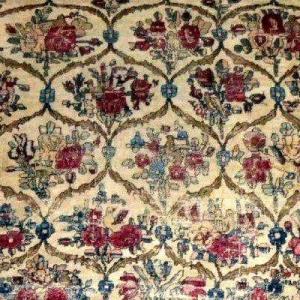 Kirman Carpet, Floral Decoration, 142 X 212 Cm, Hand-knotted Wool & Silk Circa 1890-1900, Iran, Kadjar