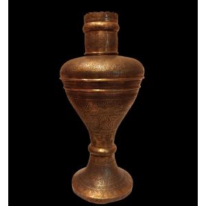 Chiseled Brass Incense Burner, Height 53.5 Cm, Large Quality Piece From The End Of The 19th Century