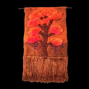 Wall Tapestry, Silk And Wool, 100 X 60 Cm, Circa 1970, Excellent Condition
