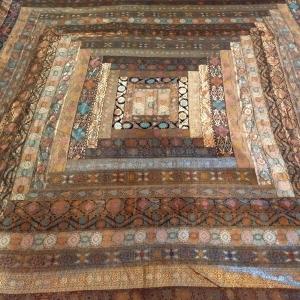 Silk Wall Hanging, 270 X 270 Cm, Pure Patchwork Silk, Work From The 70s-80s, Perfect Condition